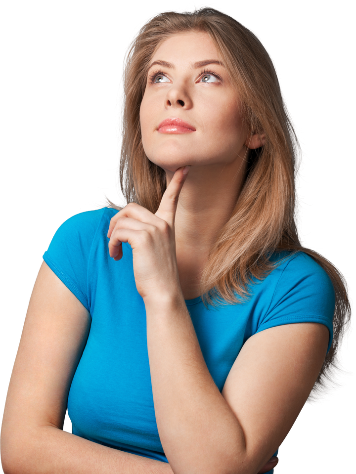 young adult woman thinking